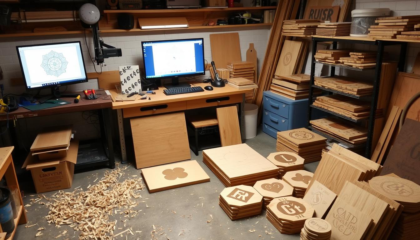 laser engraving workspace